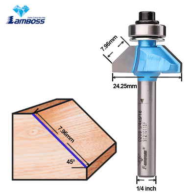 Armadura Router Bit Lamboss 45 grados Chamfer Bit con rodamiento para cortador de fresado de madera